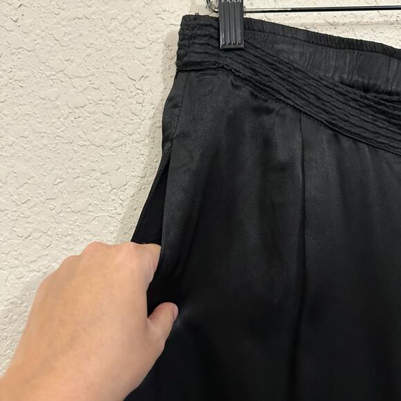 JOHNNY WAS Paradiso High Slit Pants Black Wide Leg Satin Lagenlook NWT - Picture 7 of 16